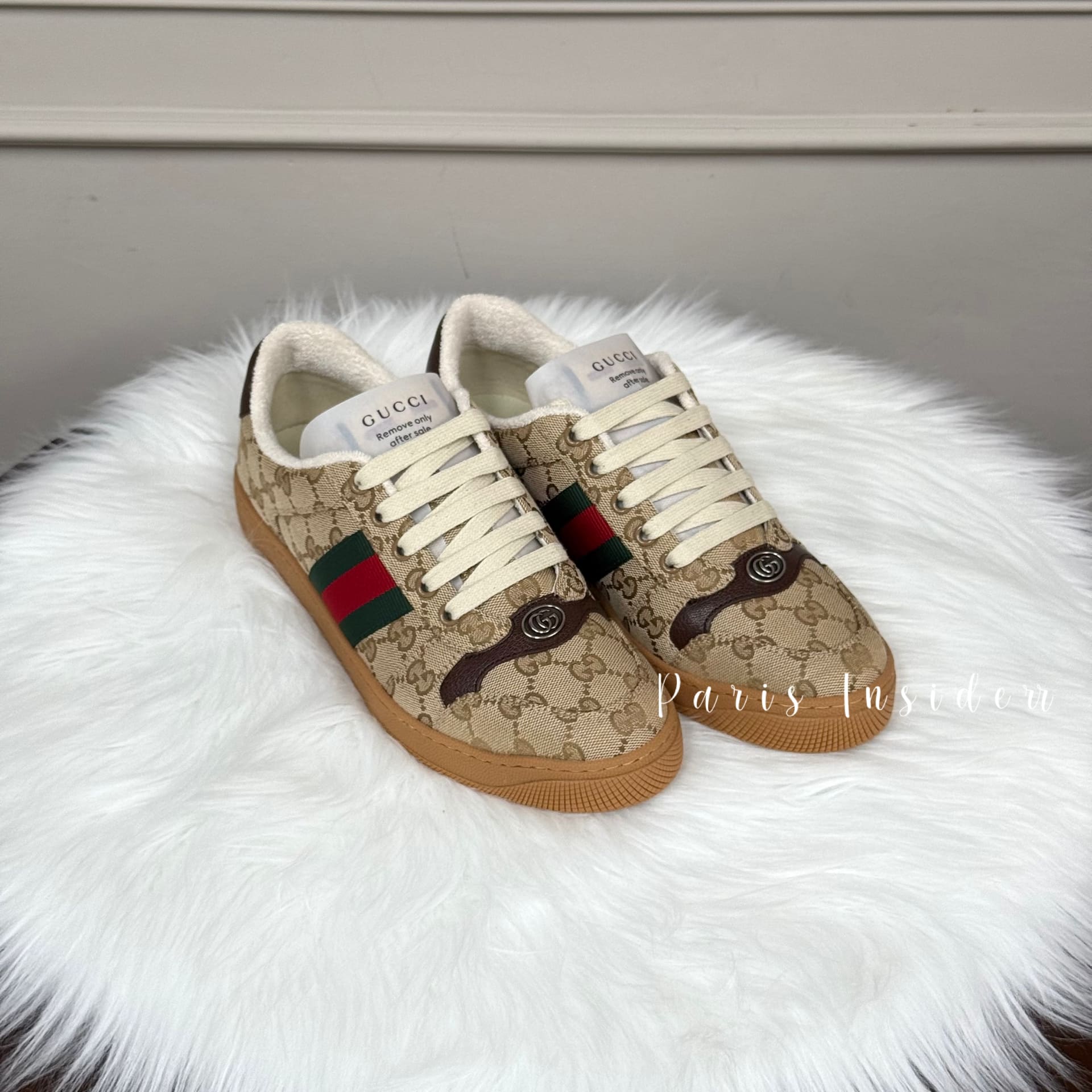 Gucci Women's Screener sneaker-Dark Brown (沙色GG帆布)