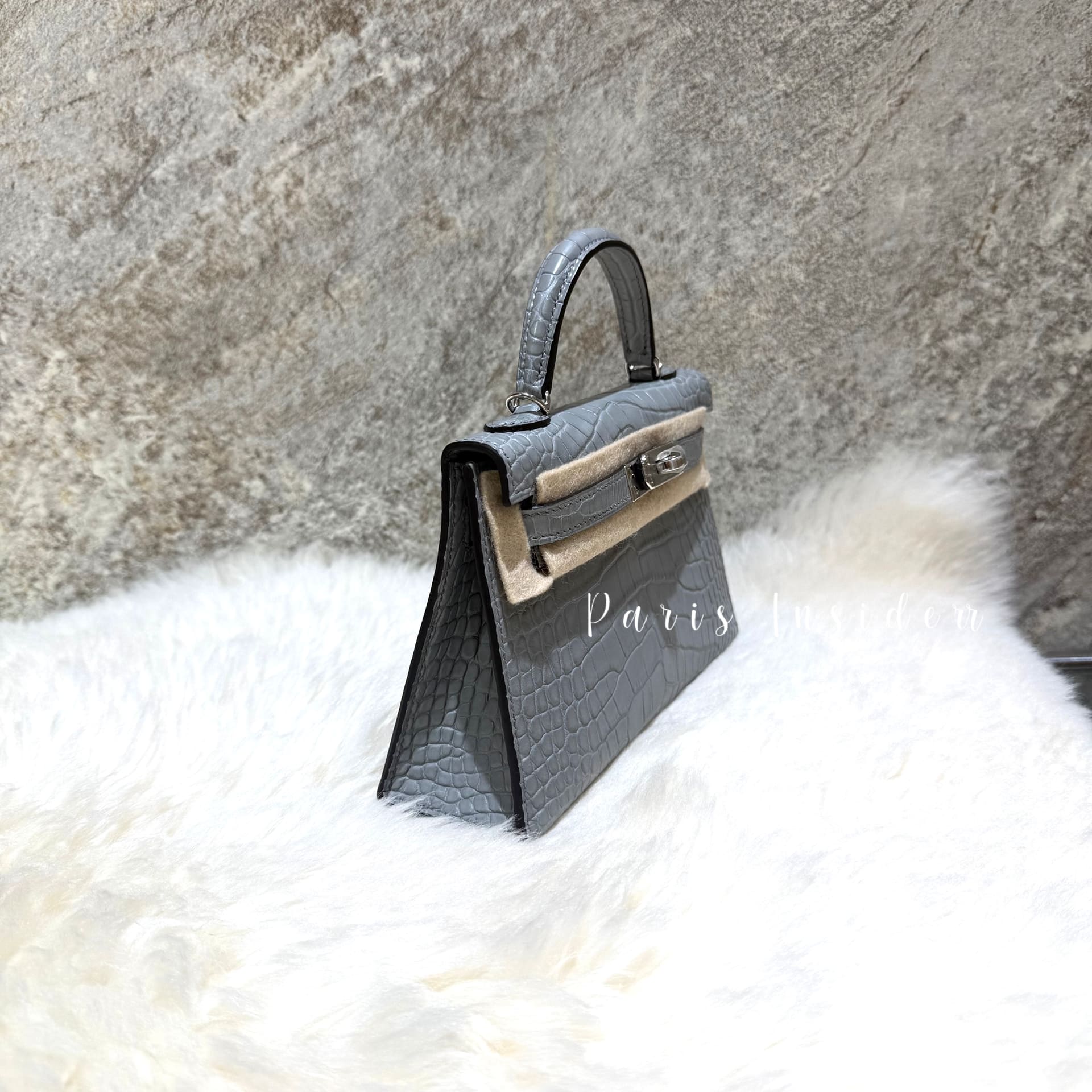 Hermes MIni Kelly II Crocodile - 0V Gris Ciment PHW (水泥灰) - Image 2