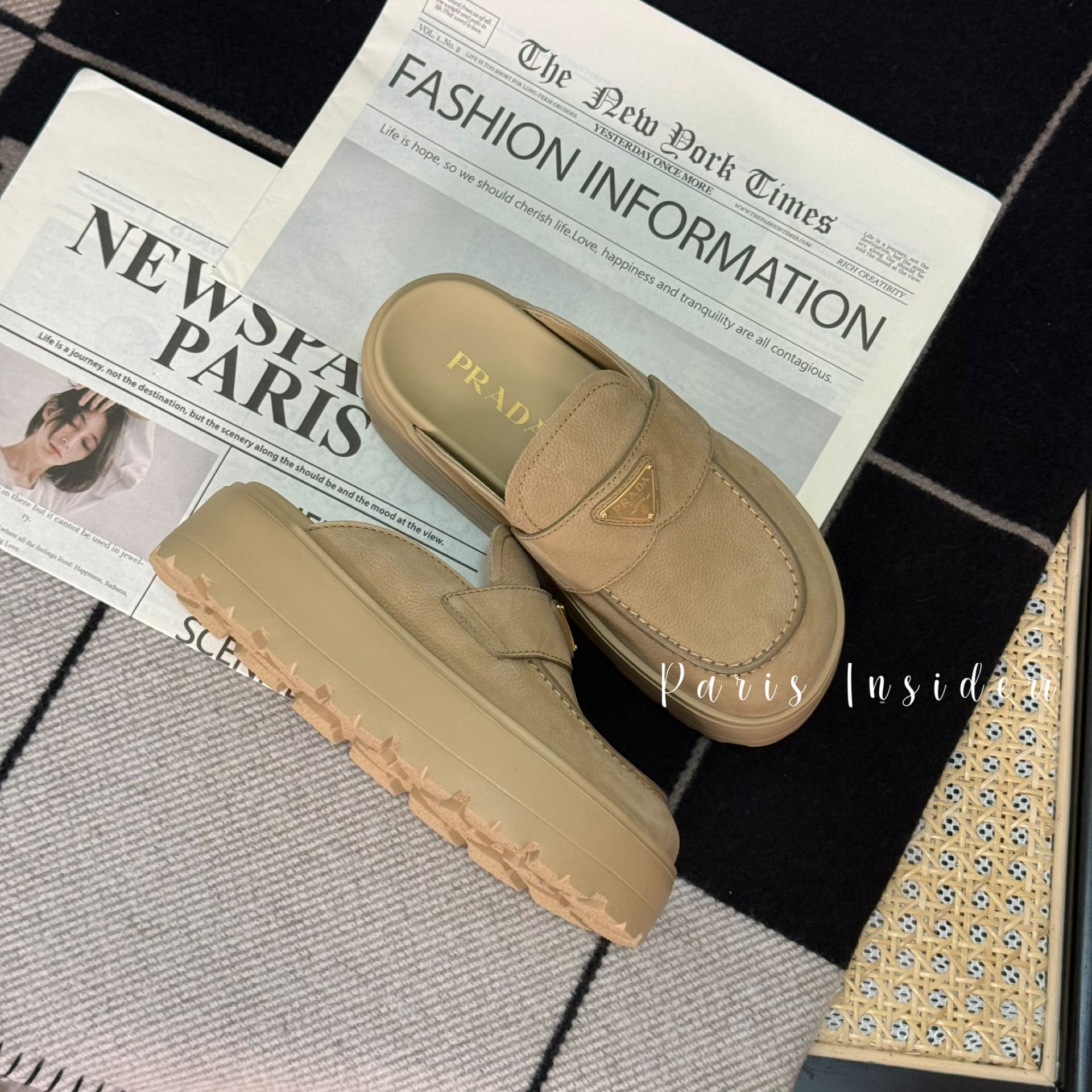 Prada Ecru Suded Flatform Mules - Ecru (沙漠棕色) - Image 2