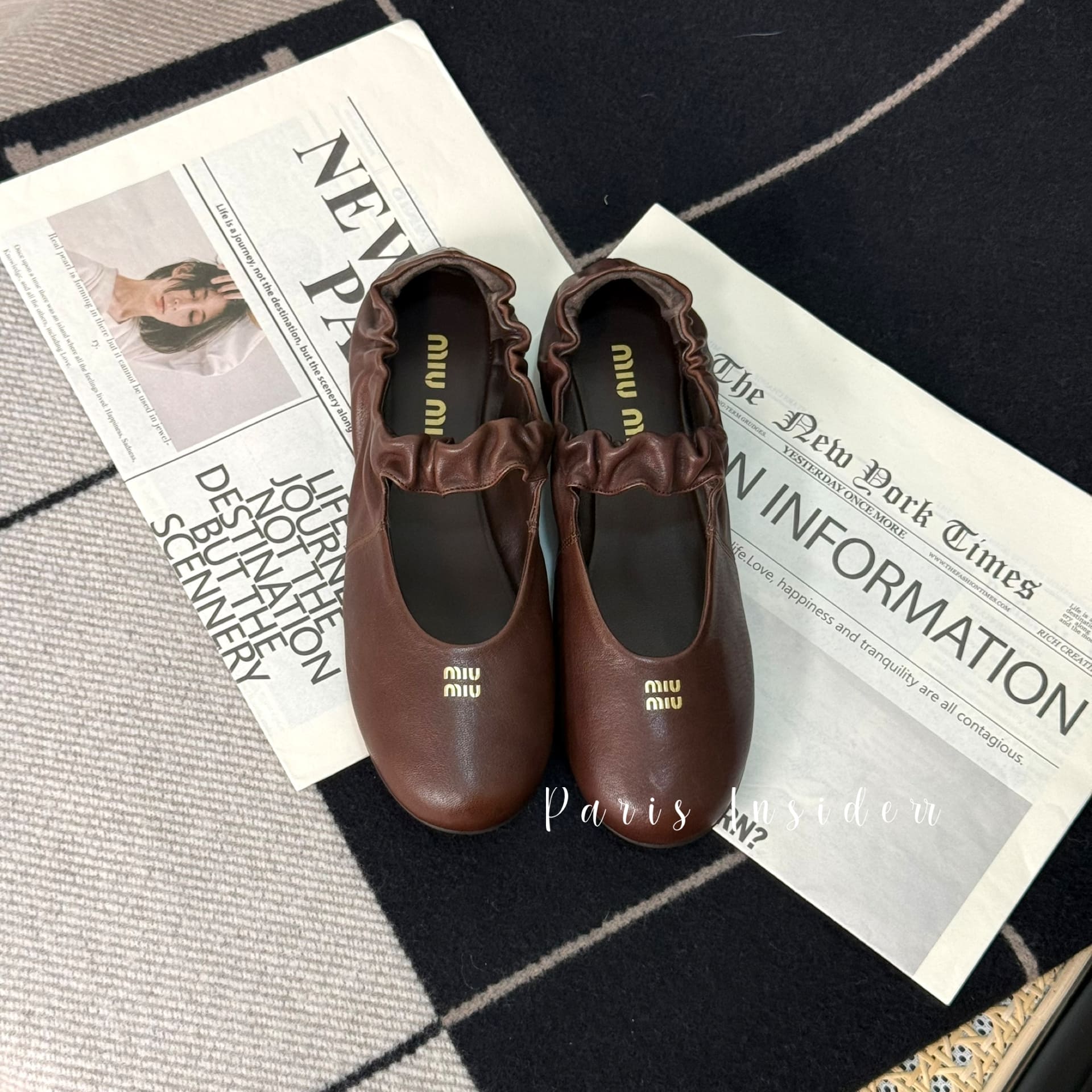 Miu Miu Ruches nappa leather ballerinas - Briarwood (石南木) - Image 2