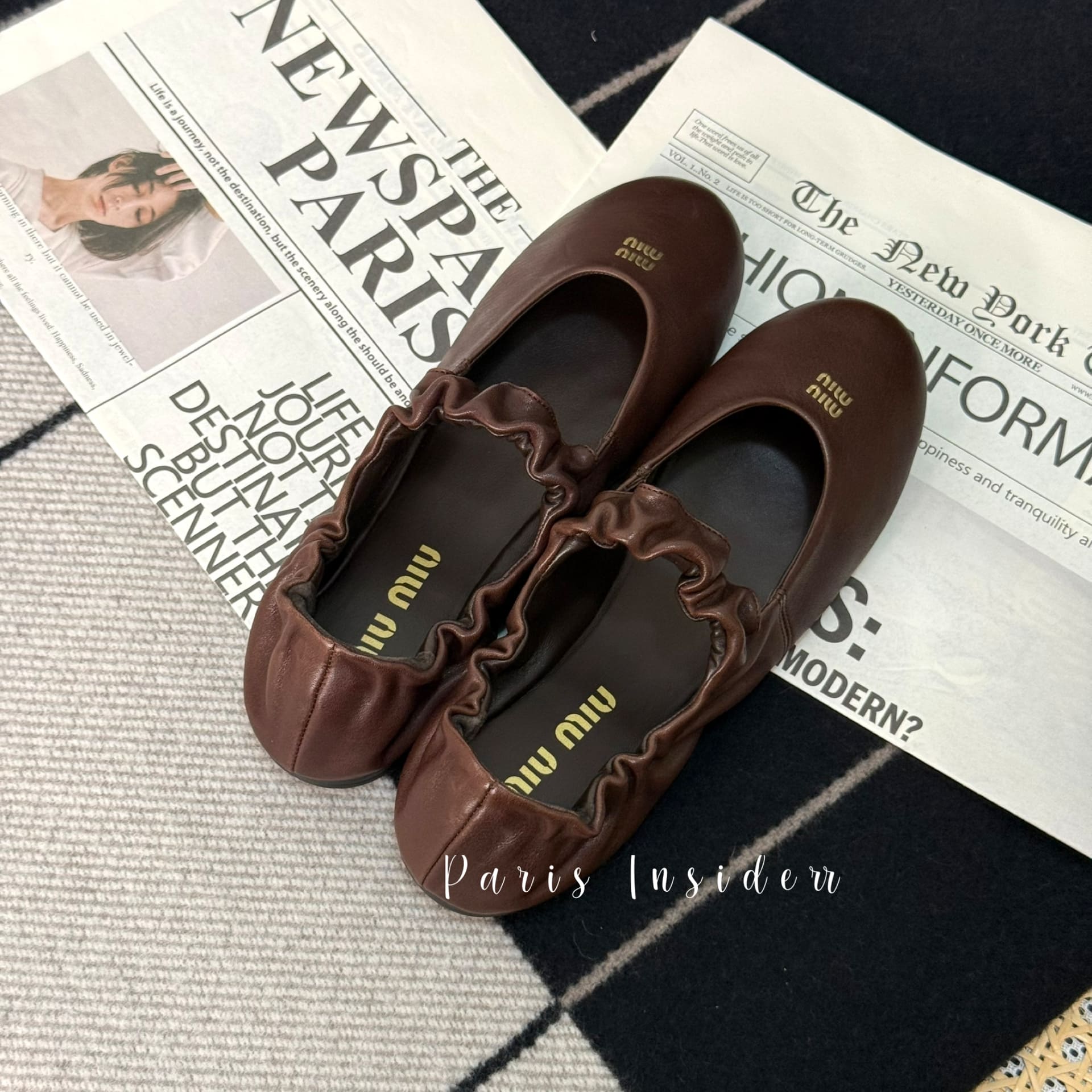 Miu Miu Ruches nappa leather ballerinas - Briarwood (石南木) - Image 4