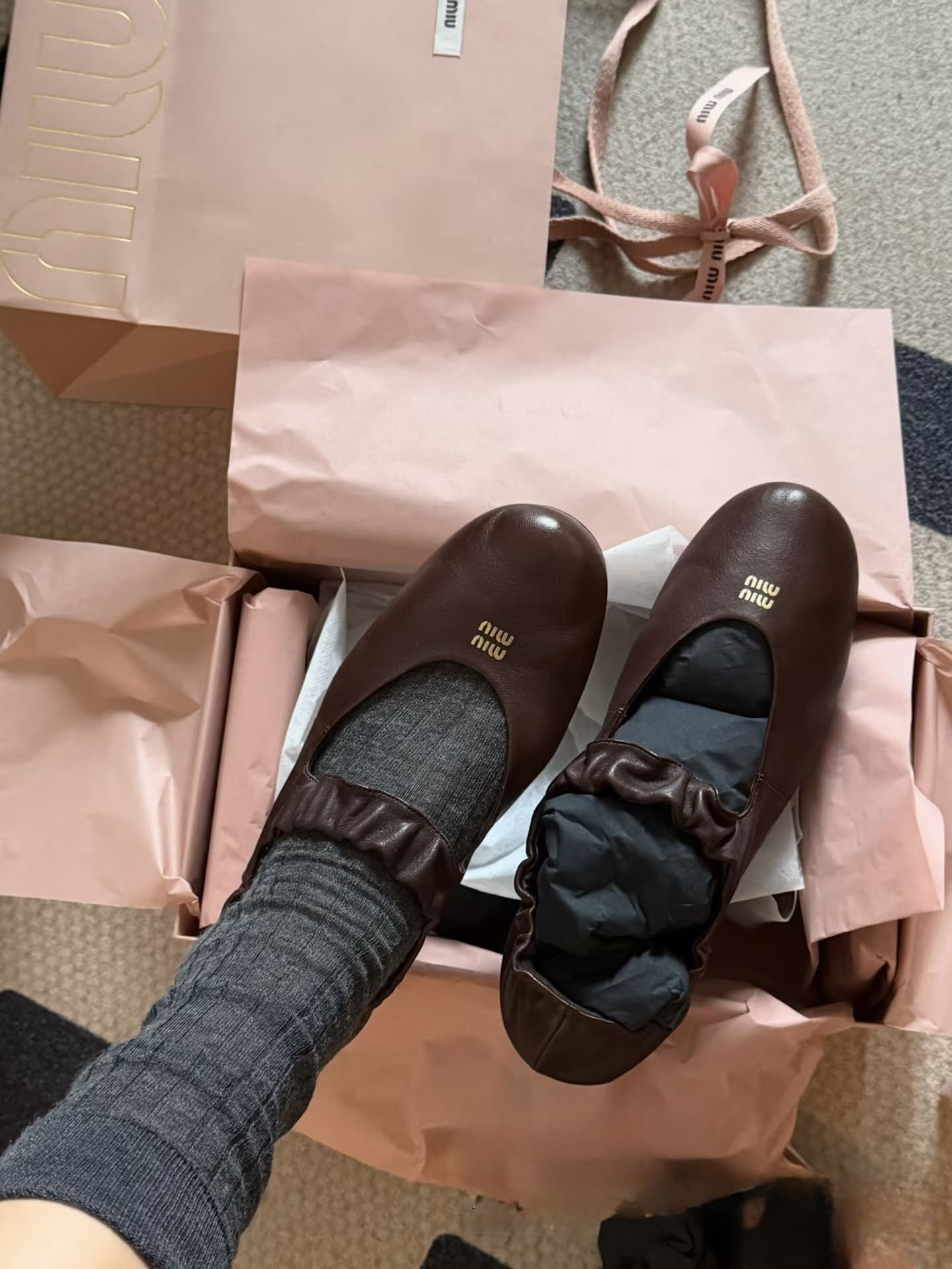Miu Miu Ruches nappa leather ballerinas - Briarwood (石南木) - Image 5