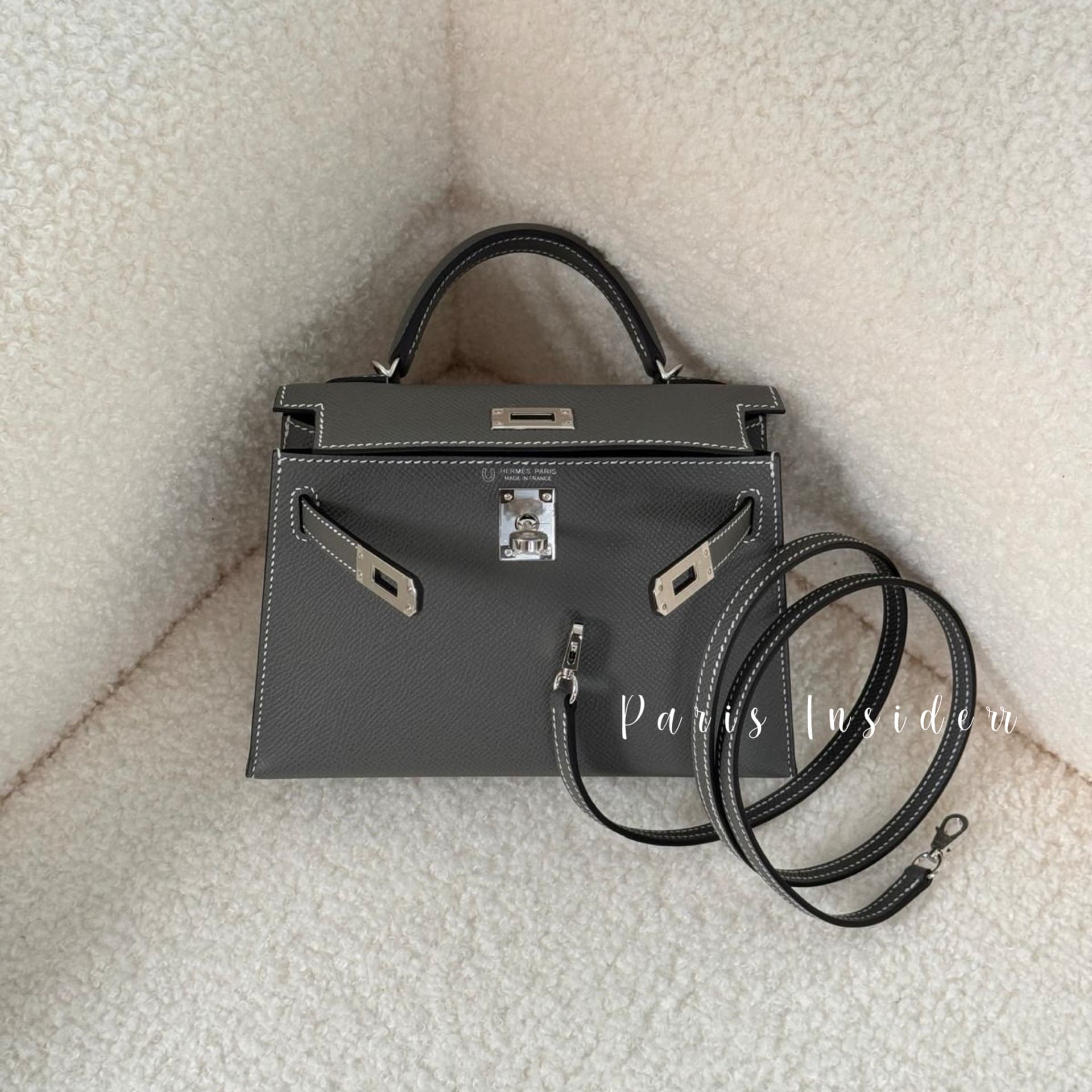 Hermes MIni Kelly II Horseshoe Stamp - Gris Meyer PHW (積雨雲灰)