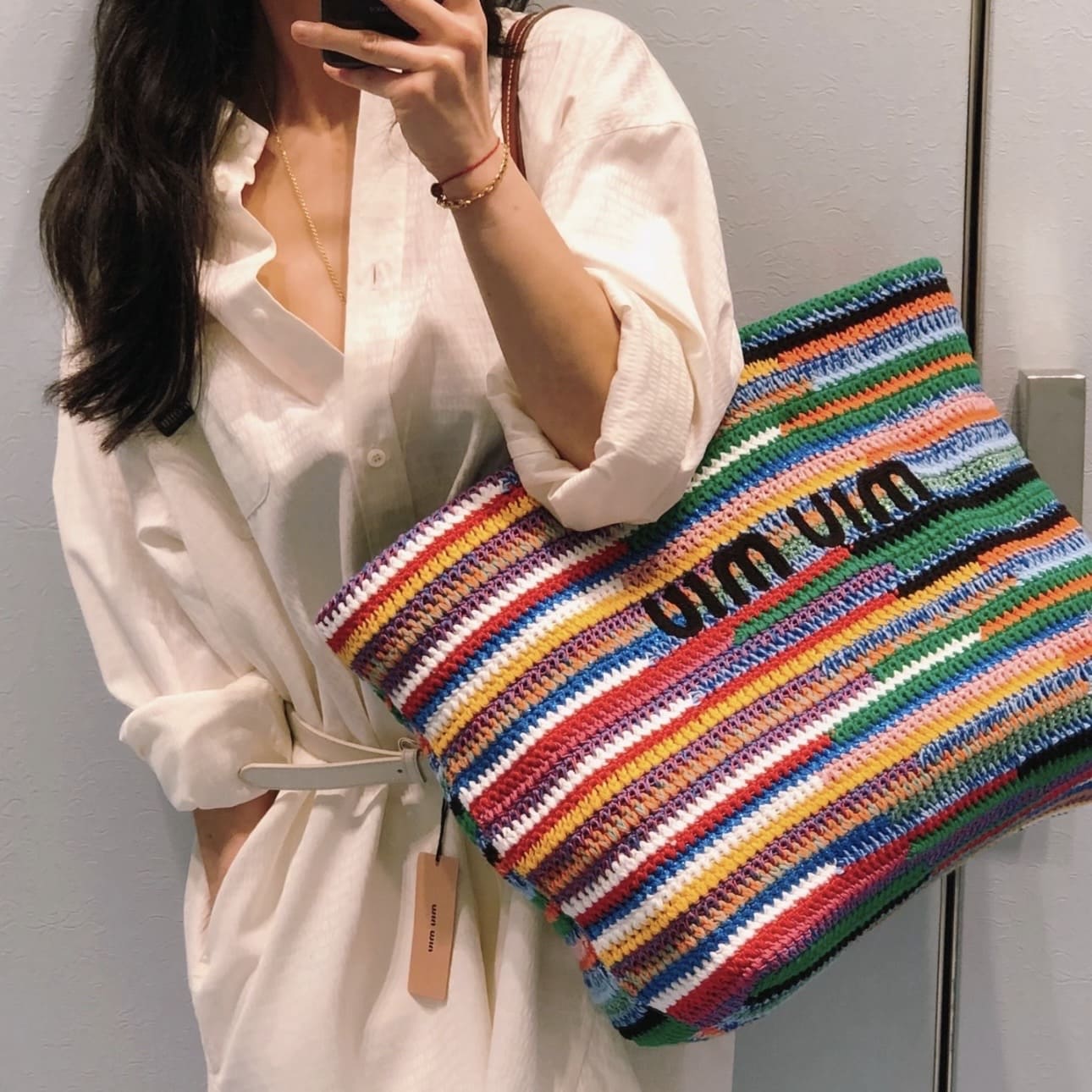 Miu Miu Crochet Tote Bag - Multicolored (彩色) - Image 4