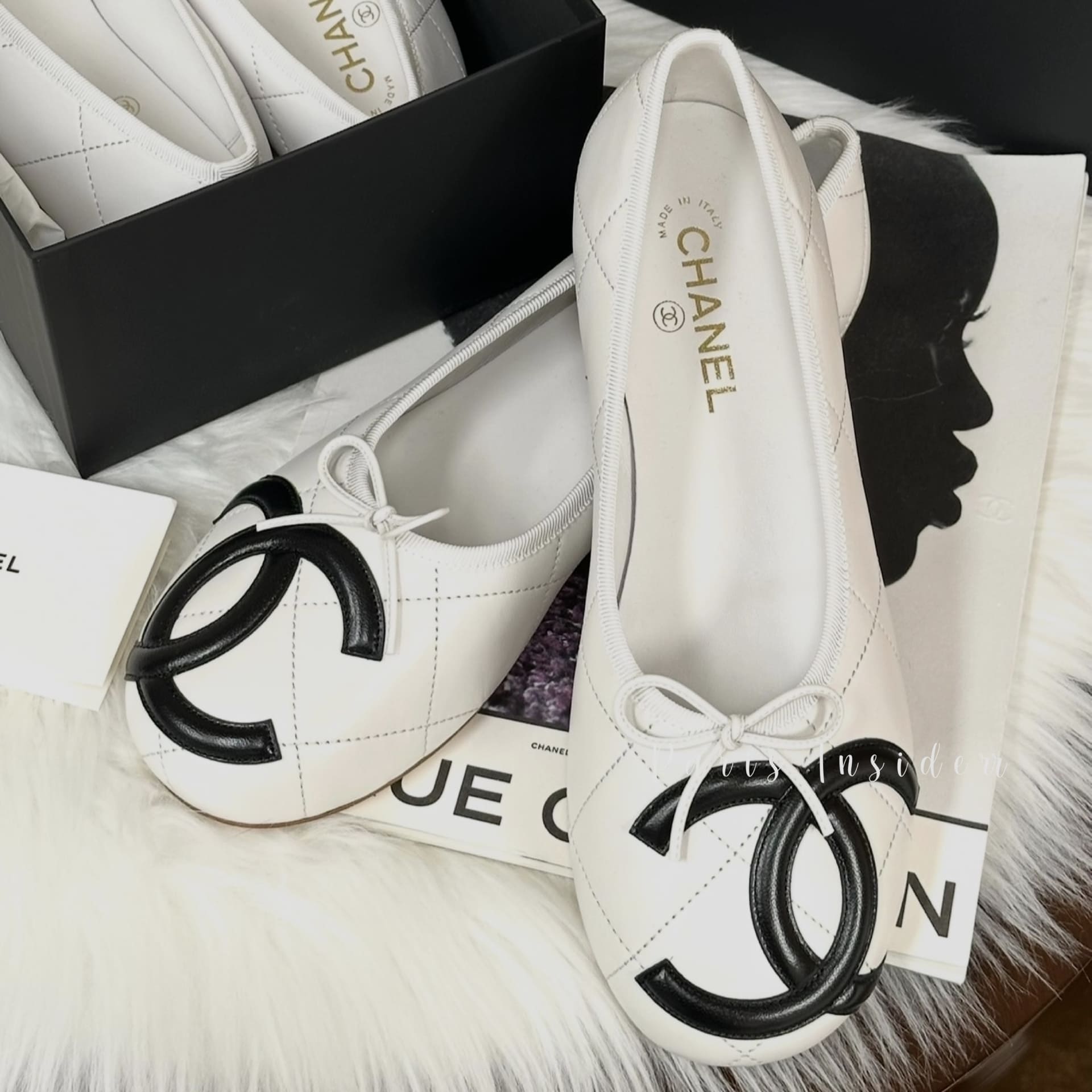 Chanel 26C Ballet Flats G47163 - White & Black