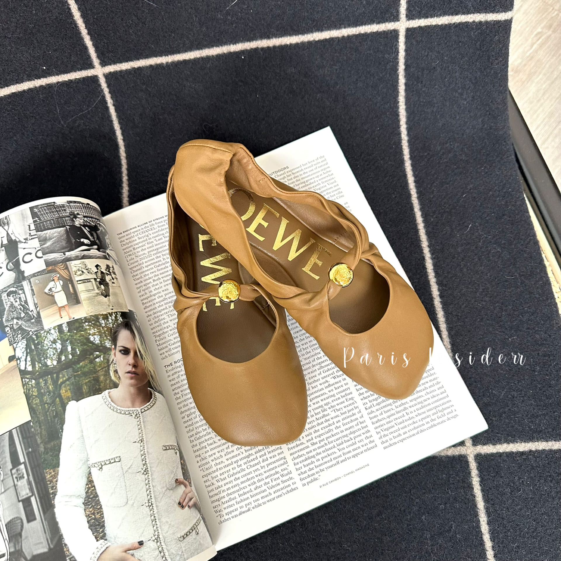 Loewe Pebble Soft ballerina - Oak (橡木色)