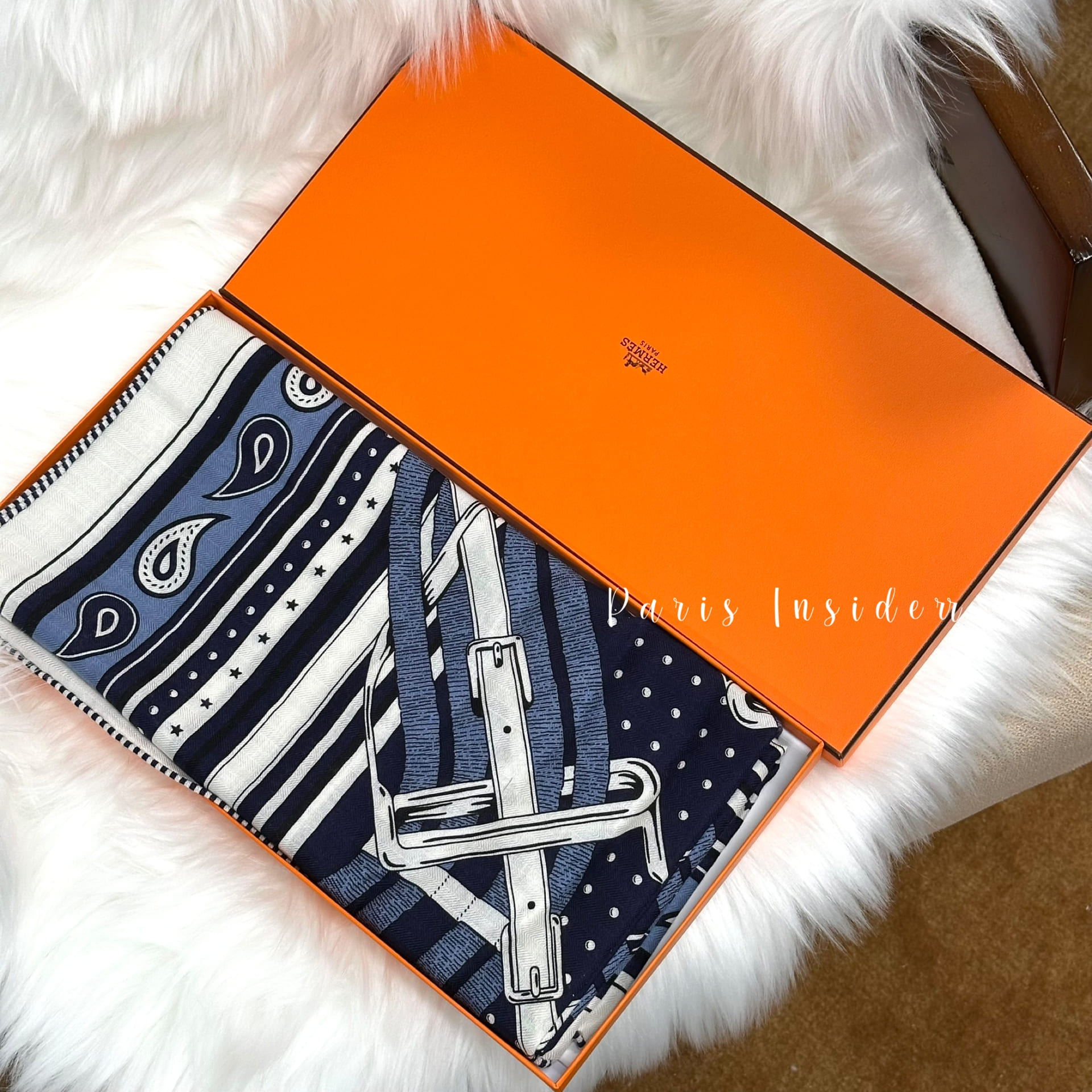 Hermes Mors a Jouets Bandana shawl 140 - Bleu Maine/Blanc/Bleu Jean - Image 2