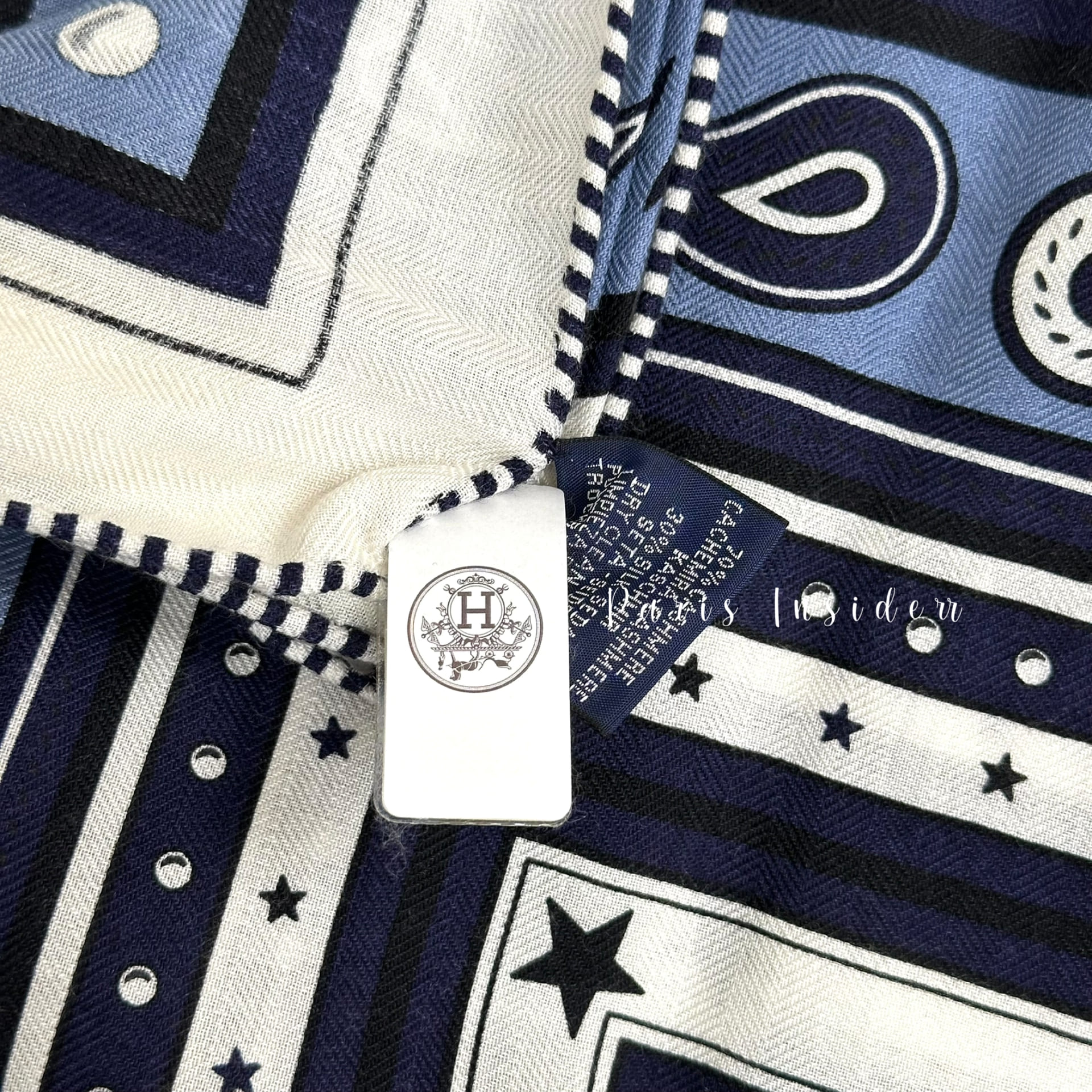 Hermes Mors a Jouets Bandana shawl 140 - Bleu Maine/Blanc/Bleu Jean - Image 4