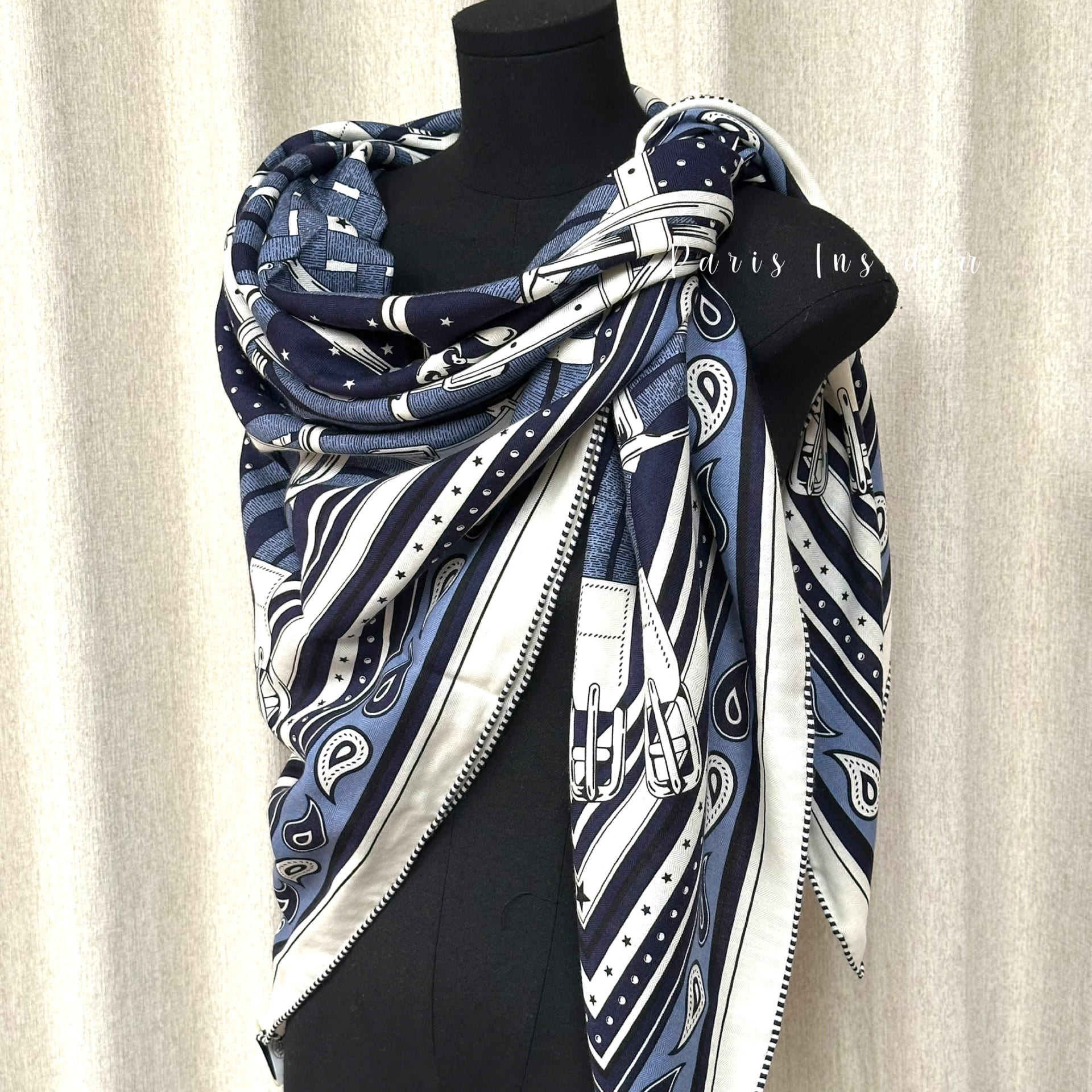 Hermes Mors a Jouets Bandana shawl 140 - Bleu Maine/Blanc/Bleu Jean