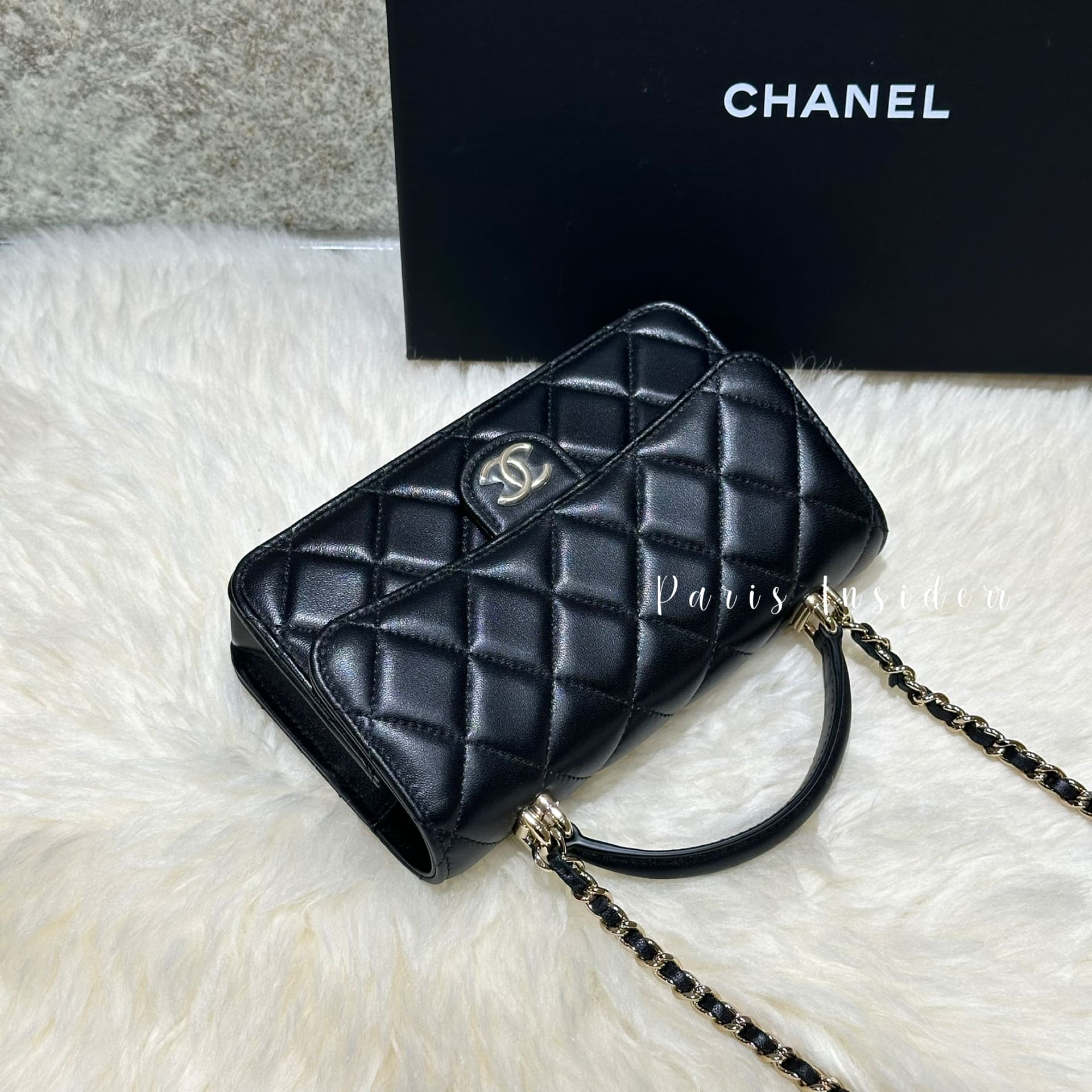 Chanel Mini Wallet On Chain with Handle - Black - Image 4