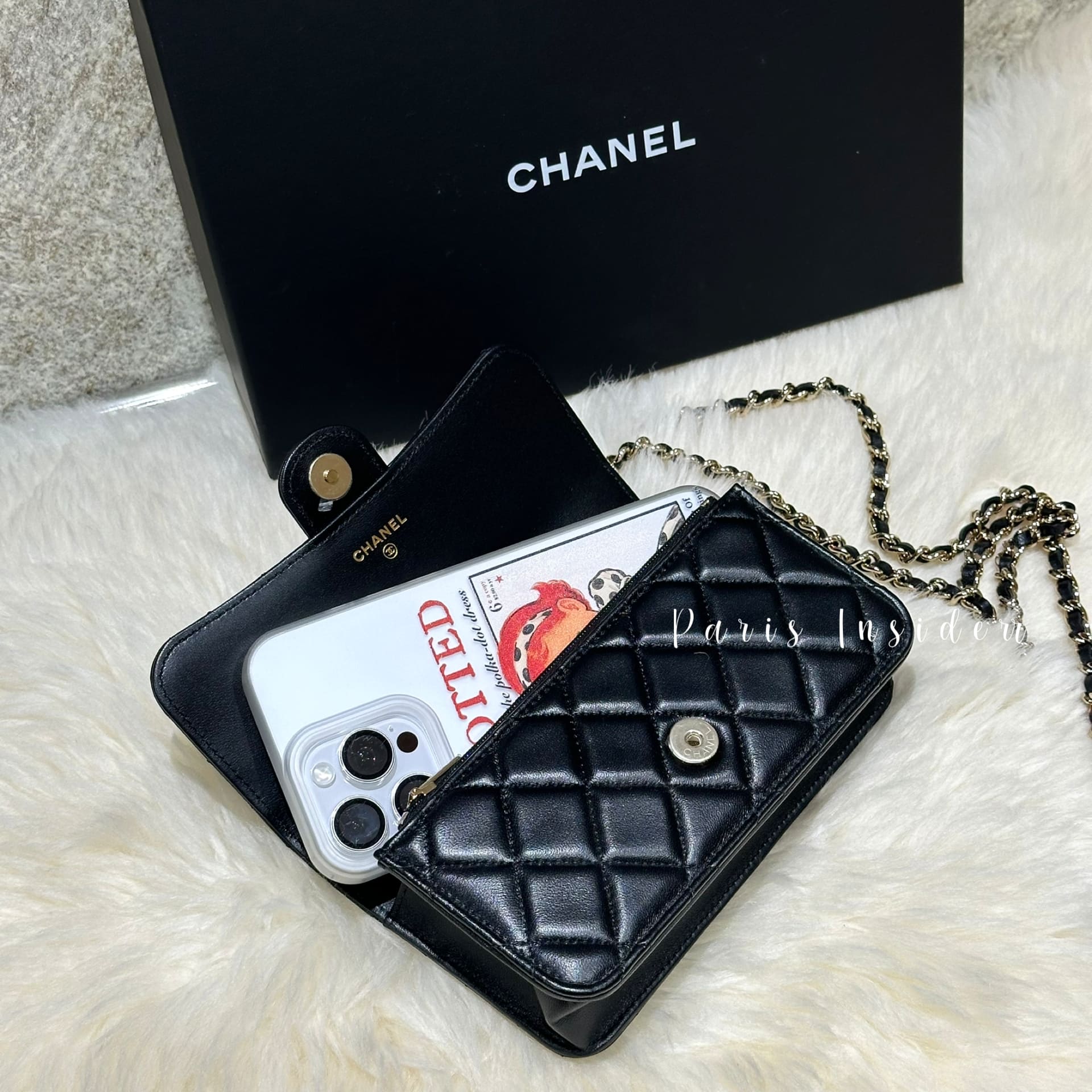 Chanel Mini Wallet On Chain with Handle - Black - Image 3