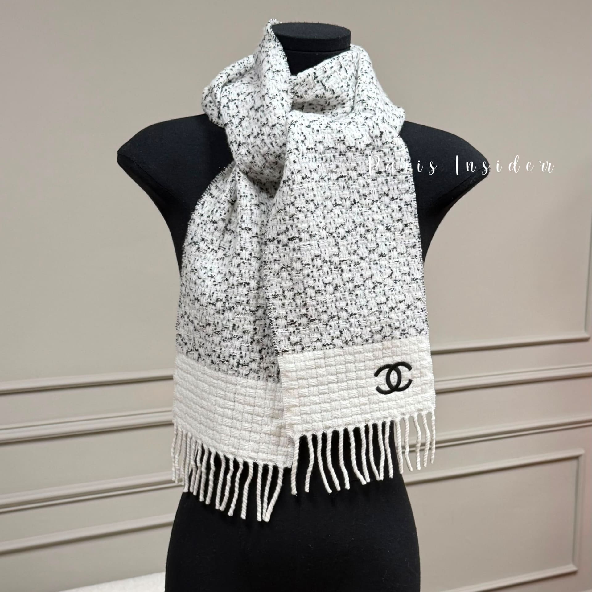 Chanel 26B Tweed scarf AAC422 - White (白色)