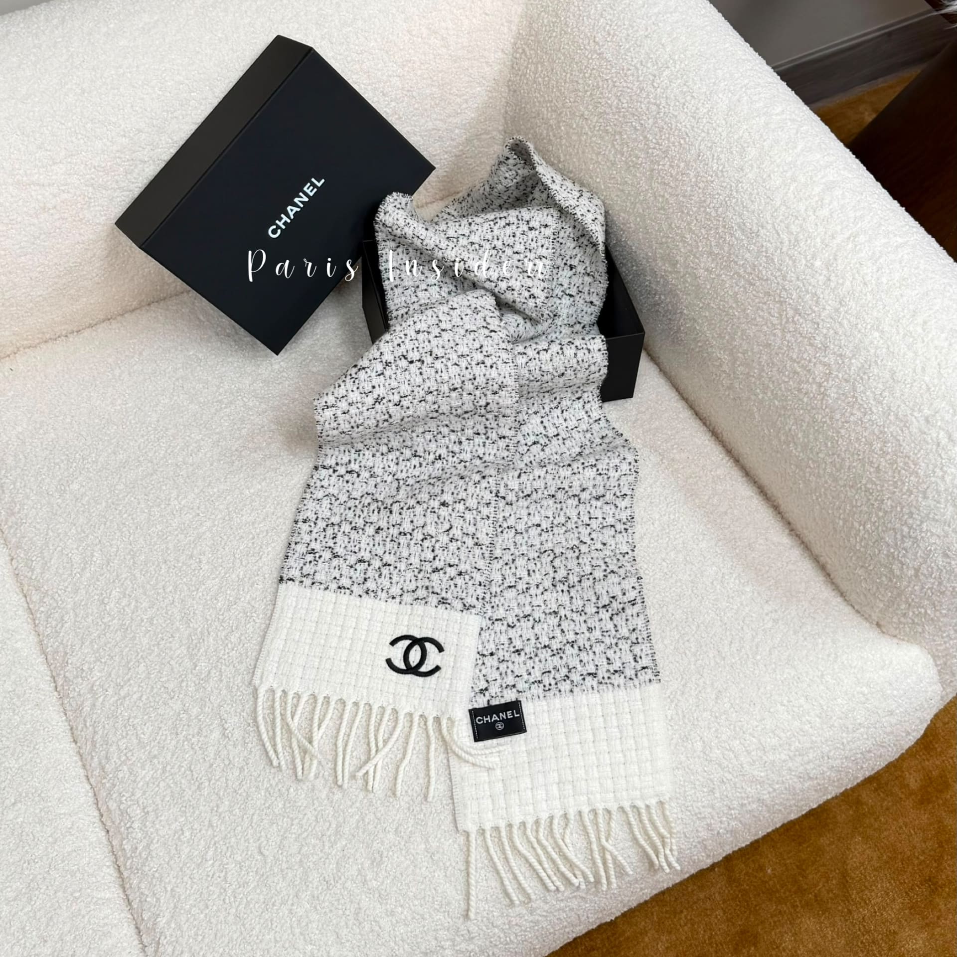 Chanel 26B Tweed scarf AAC422 - White (白色) - Image 2