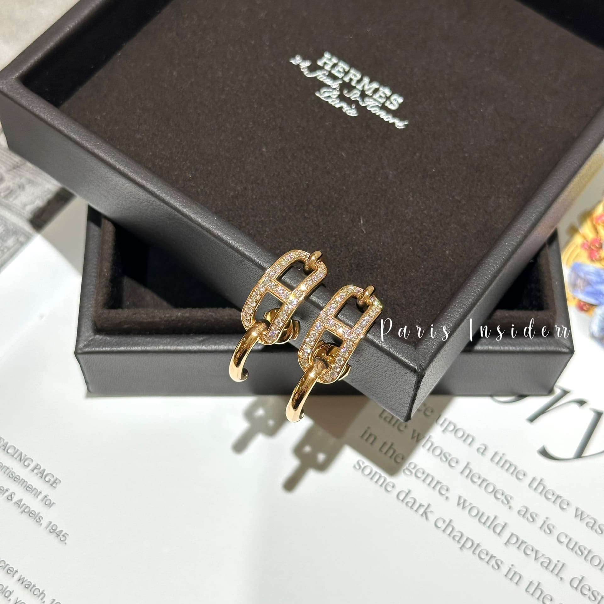 HERMES Adage Earrings Rose Gold set with Diamonds