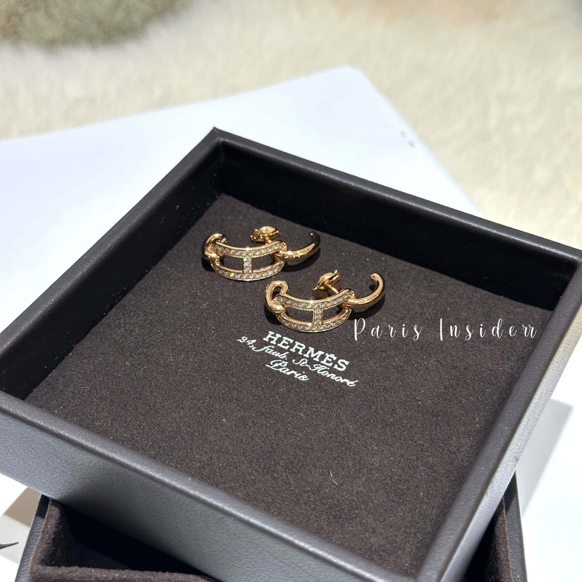 HERMES Adage Earrings Rose Gold set with Diamonds - Image 2