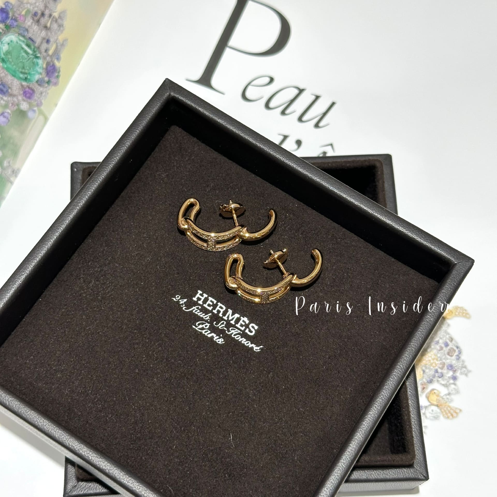 HERMES Adage Earrings Rose Gold set with Diamonds - Image 3
