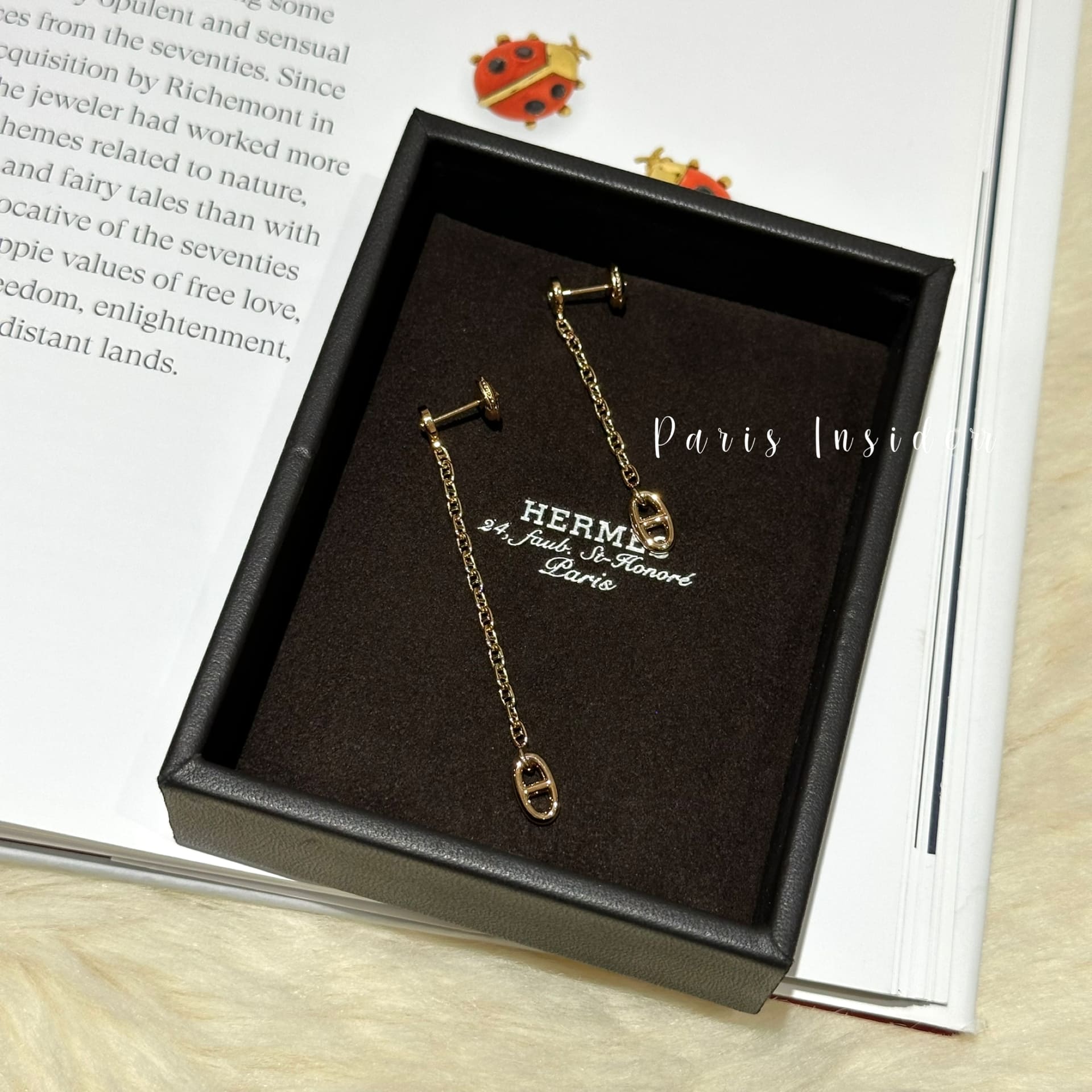 HERMES Farandole Drop Earrings 18K Rose Gold with Diamonds