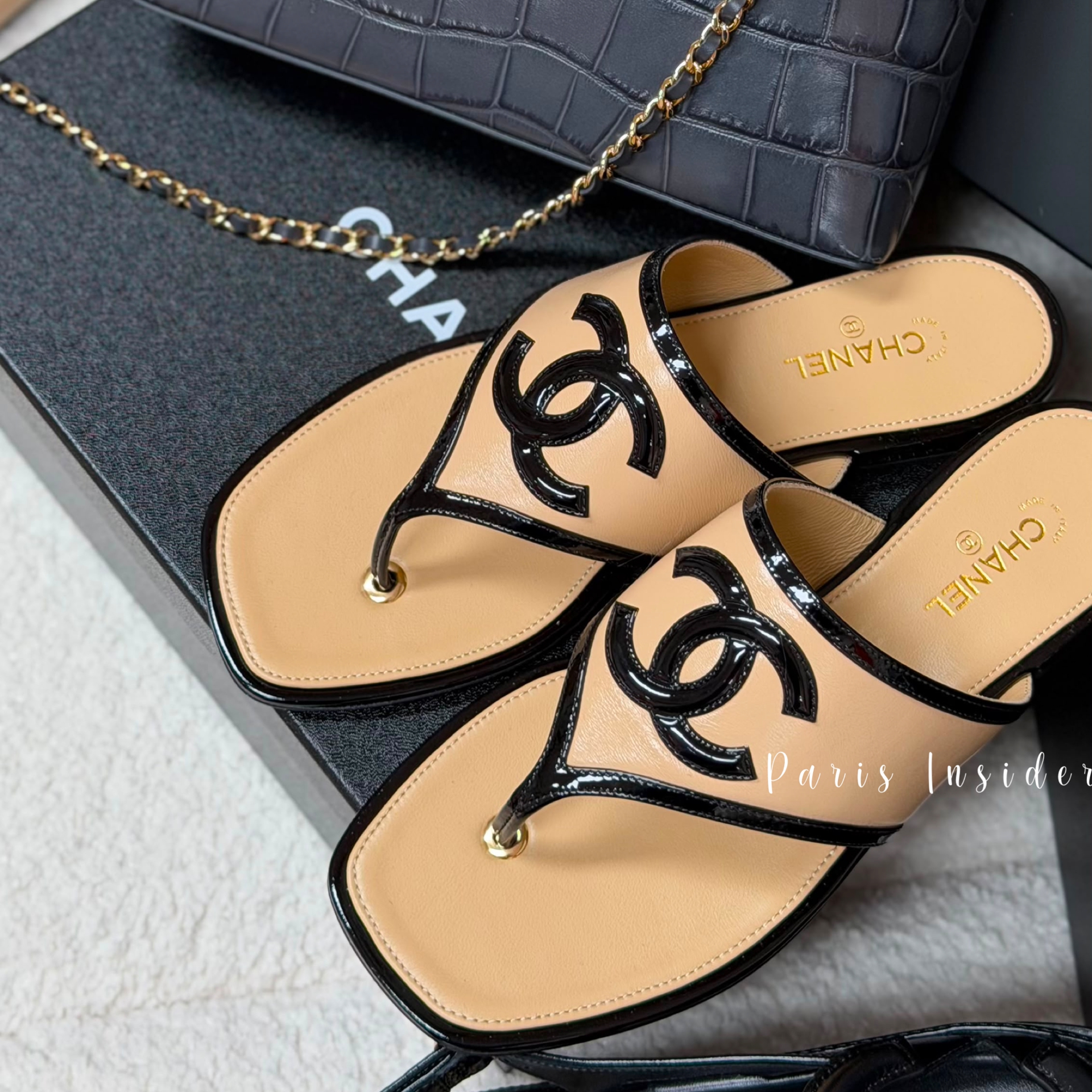 Chanel 26B Thongs G47522 - Beige & Black (米色/黑色)