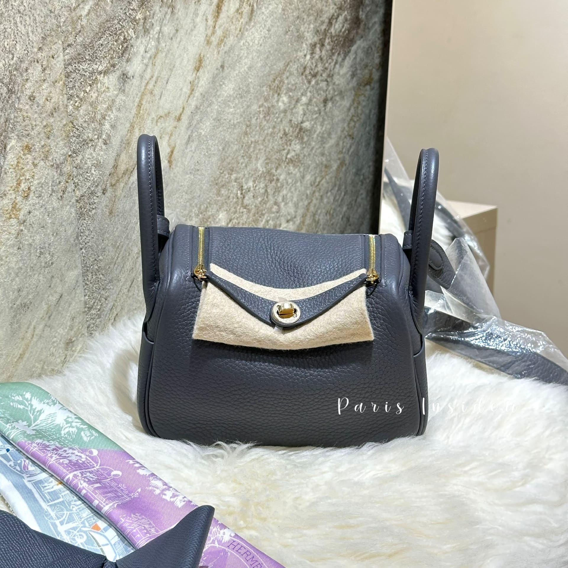 Hermes Mini Lindy II - 85 Ardoise PBHW (石板灰 淡金扣)