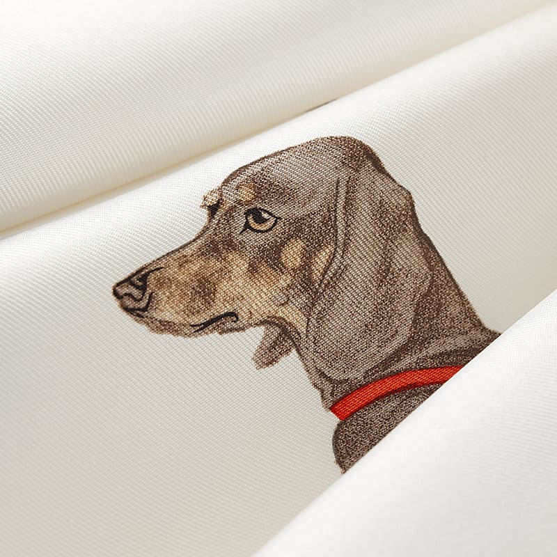 Hermes Les Bassets scarf 45 - Blanc / Mordore / Vermillon - Image 2