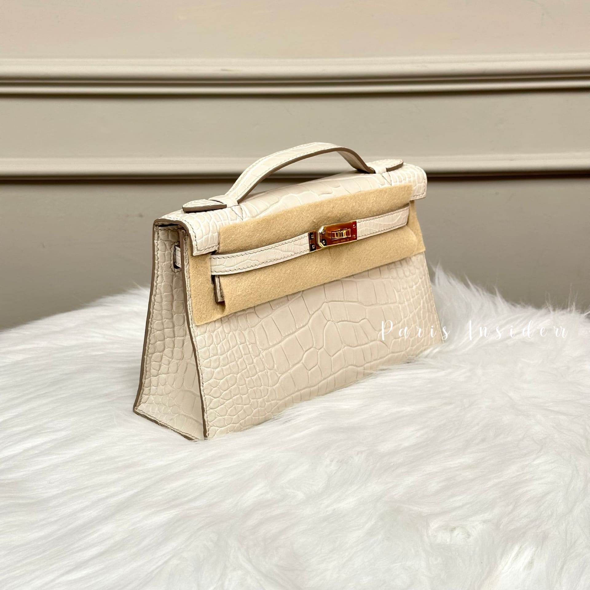 Hermes Kelly Pochette Matte Crocodile - 8L Beton GHW (冰川白 金扣) - Image 2