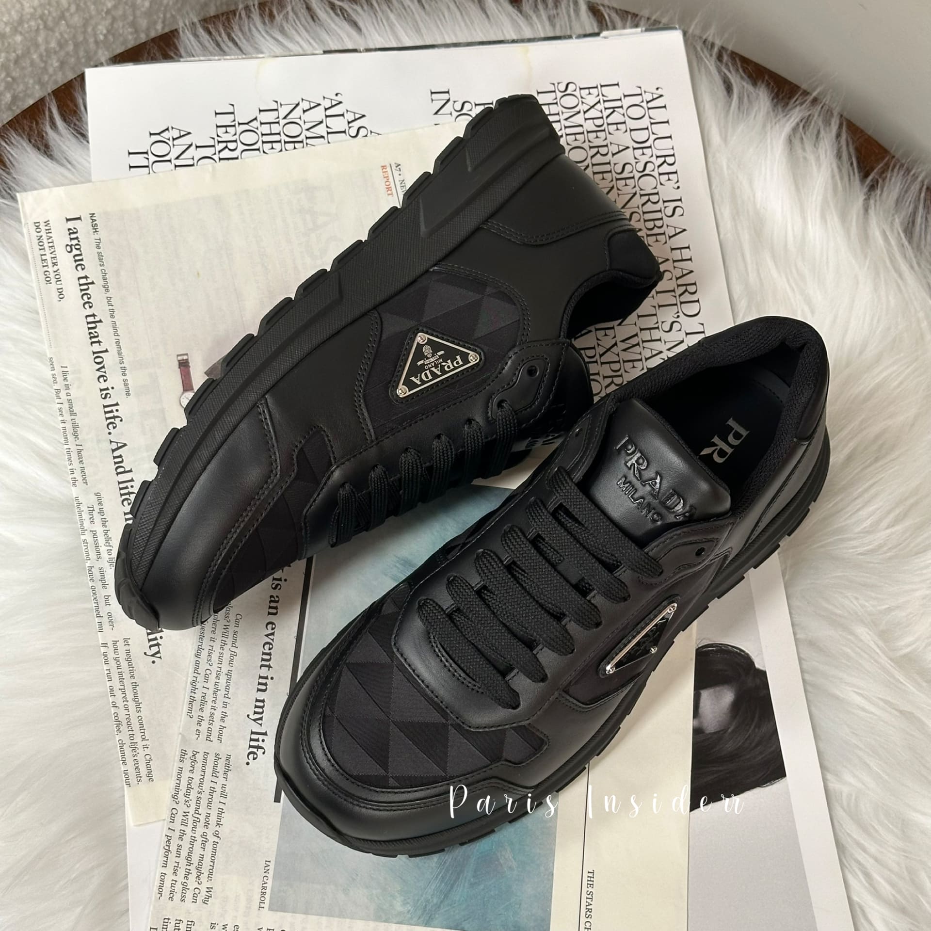 Prada Leather and Re-Nylon high-top sneakers - Black (黑色)